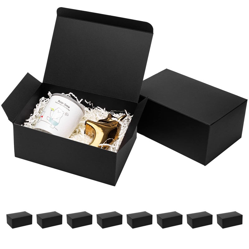 Mcfleet Black Gift Boxes with Lids 9x6x4 Inches 10 Pack Groomsmen Proposal Cardboard Craft Gift Box for Christmas  Wedding  Graduation  Holiday  Birthday Presents Packaging - Image 1